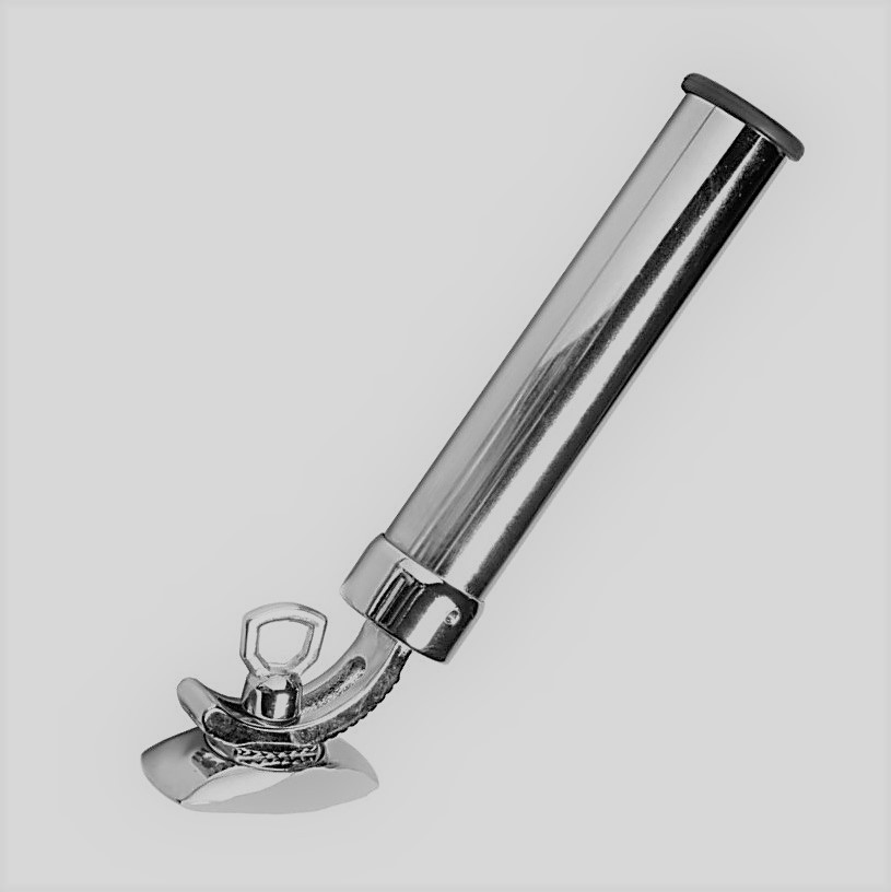 Art. 176.03 Universal adjustable fishing rod holder in chromed brass or in stainless steel fitted with rod stop pin